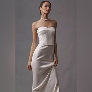 NEW Reformation Ariyah Corset Satin Maxi Dress Ivory Bridal | US 2 UK 6